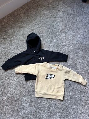 Purdue Boilermakers Infant Crewneck & Hoodie Set - Black and Cream Sweatshirts